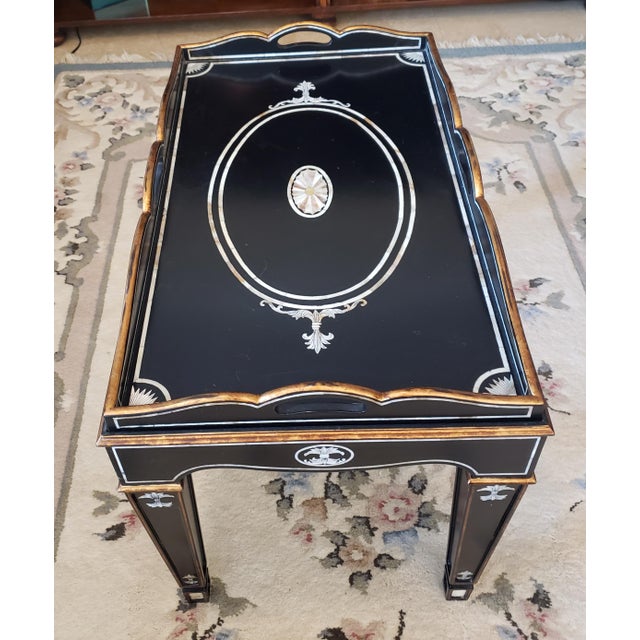 Ej Victor Tray Table - Hardwood Solids With Mother of Pearl Inlay and Gold Accents W/Original Documentation For Sale - Image 14 of 18