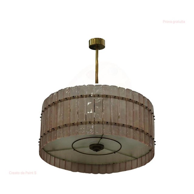 Round Pink Murano Glass and Brass Chandelier, 2000s For Sale - Image 9 of 9