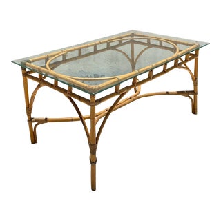 Late 20th Century Vintage Coastal Bent Bamboo Dining Table For Sale