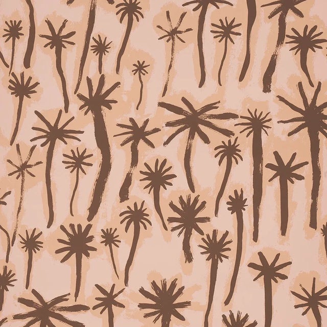 Schumacher Sample - Schumacher Palmitas Wallpaper in Coral For Sale - Image 4 of 4