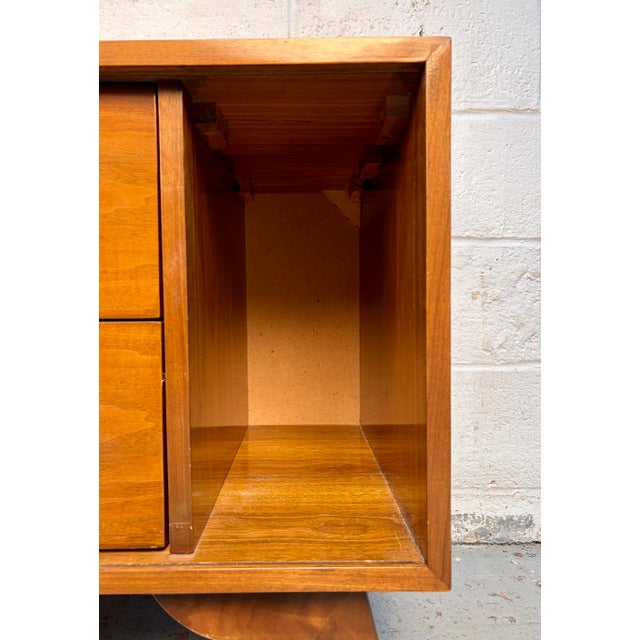 Pair of Unique Mid 20th Century Modern Walnut Nightstands For Sale - Image 10 of 18