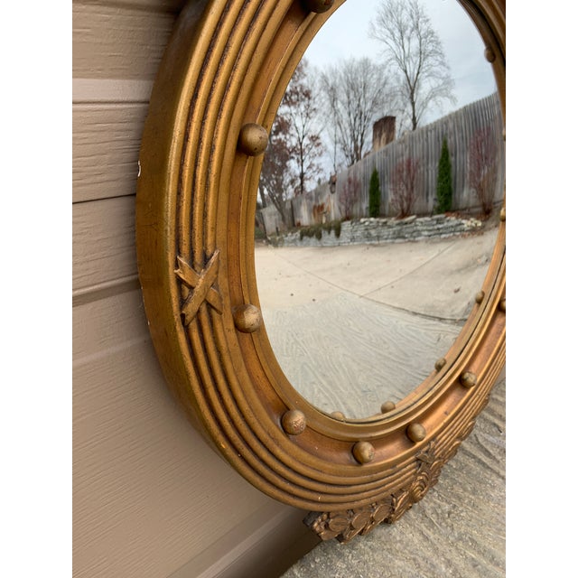 Mid 20th Century American Federal Giltwood Eagle Bullseye Convex Mirror For Sale - Image 9 of 12