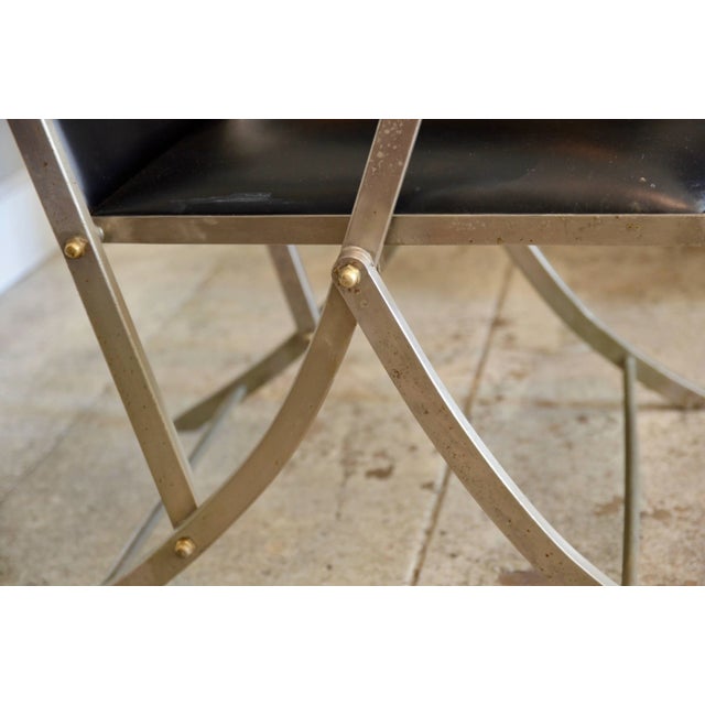 Black Folding Campaign Armchairs in the Style of Maison Jansen - A Pair For Sale - Image 8 of 9