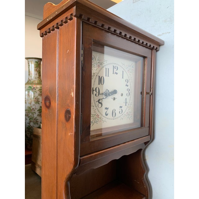 Wood Vintage Grandfather Clock For Sale - Image 7 of 9