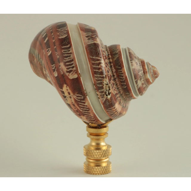 Not Yet Made - Made To Order Mother of Pearl Spiral Shell Lamp Finial on Brass Hardware For Sale - Image 5 of 5