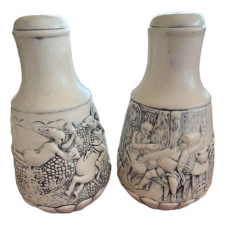 Vintage German-Style Salt Pepper Shakers Witch Rider Folklore EB Marked - a Pair For Sale