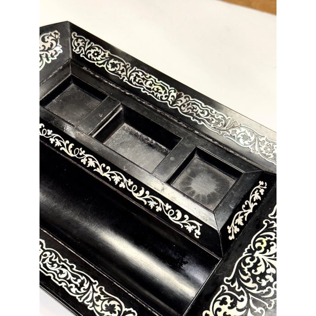 Victorian Mother of Pearl Inlaid Inkwell For Sale - Image 11 of 12