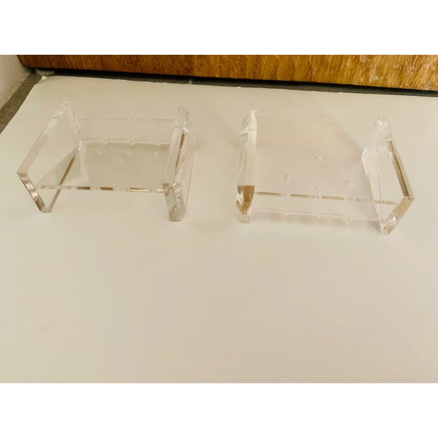 Modernist Lucite Soap Dish Dishes - A Pair Acrylic For Sale - Image 9 of 9