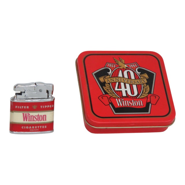 1994 Winston Cigarettes Lighter With Tin Case 40th Anniversary 4712b For Sale