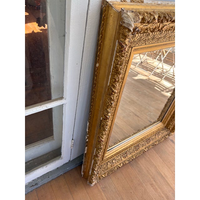 19th C Victorian Carved Frame Gilt Square Wall Mirror For Sale - Image 10 of 12