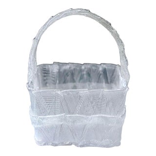 Mid Century Lucite Woven Basket For Sale