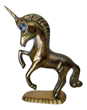 Vintage Brass Unicorn Figurine on Stand