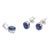 18k White Gold Oval Cut Sapphire Jewelry Set Ring Size 7 & Earrings - 3 Pieces For Sale