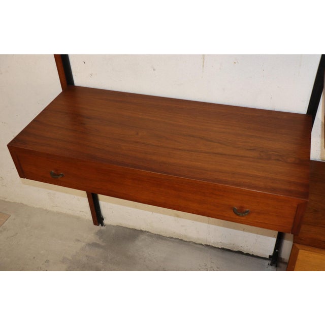 Modular Wall-Mounted Bookcase in Teak and Brass, 1960s For Sale - Image 18 of 18