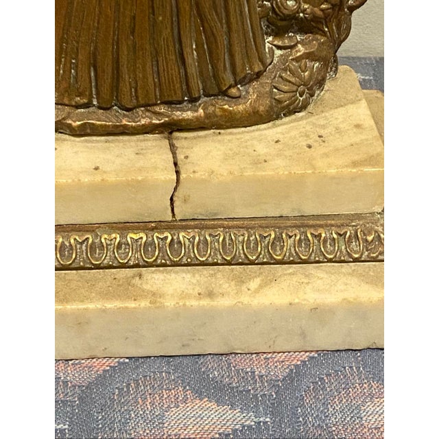 Antique Pair Waccamaw Victorian Style Lady & Floral Motif Marble Base Candle For Sale - Image 4 of 9