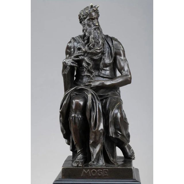 19th Century Napoleon III Marble Inkwell After Michelangelo's Moses For Sale - Image 9 of 18