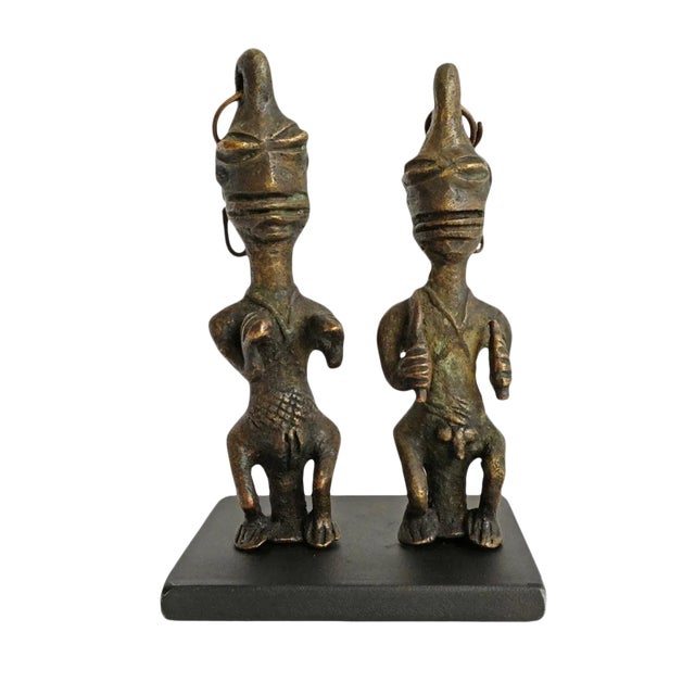 Early 20th Century Bronze Ogboni Edan Staff Figures For Sale