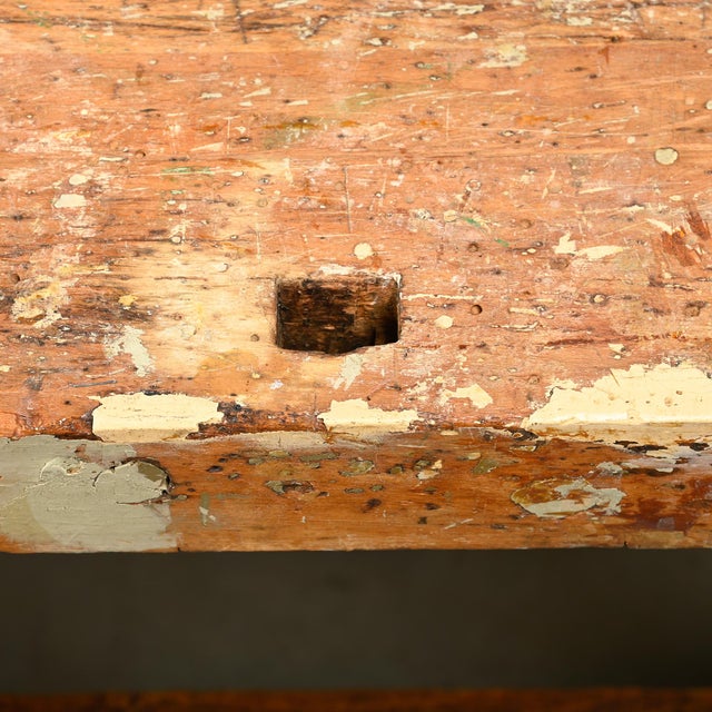 Vintage Industrial Rustic Carpenter's Workbench in Wood, 1950s For Sale - Image 12 of 18