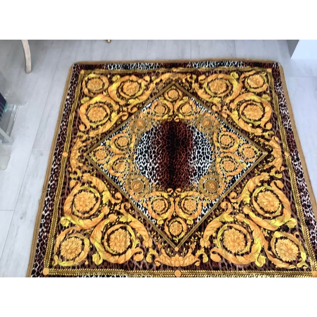 Large Atelier Versace throw 55”55 Barocco animal print custom made with black velvet lining this throw was made from...