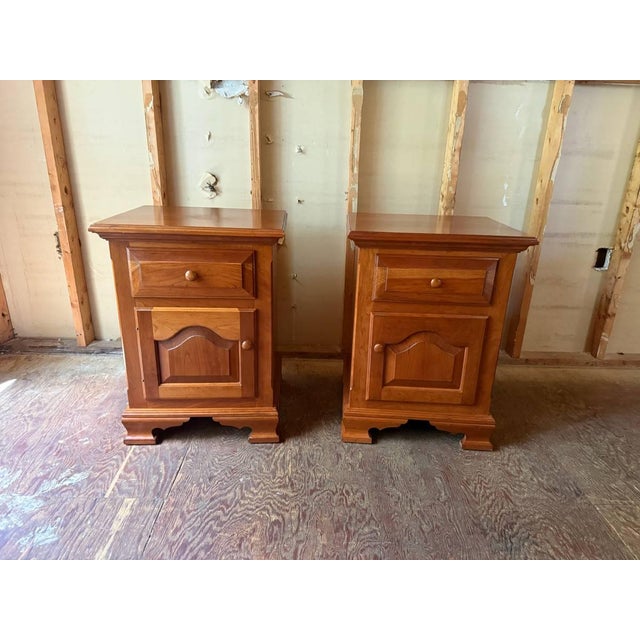 Pair of Contemporary Style Solid Wood 1 Drawer Nightstands Solid wood frame, dovetail joint construction, drawer moves...