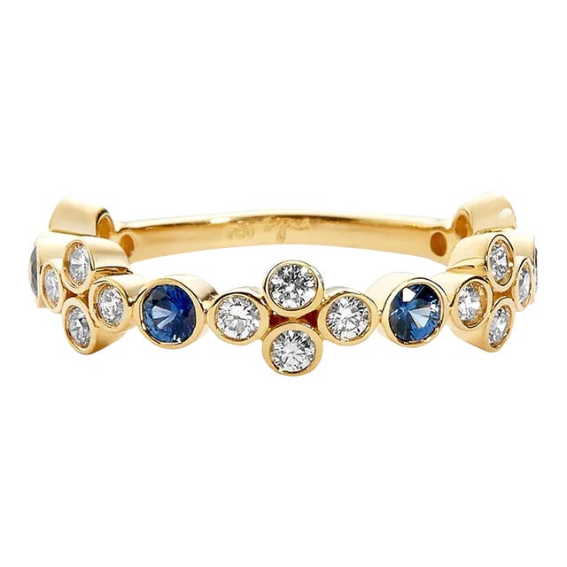 Syna Yellow Gold Band with Sapphires and Diamonds For Sale