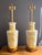 Pair of Japanese porcelain chinoiserie lamps by Marbro Lighting Co. decorated with yellow foliage and flowers.
