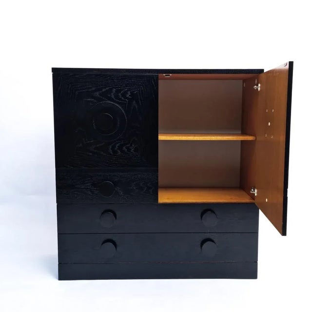 Brutalist Black Cabinet with Three Graphic Patterned Doors, Belgium, 1970s For Sale - Image 5 of 13