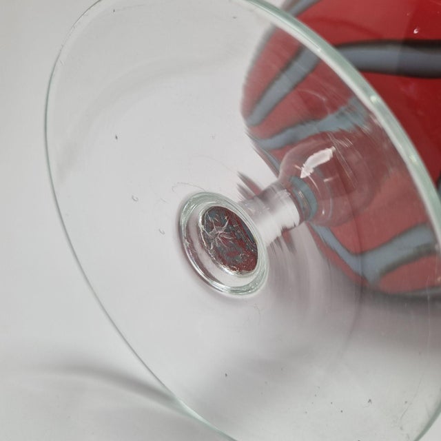 Red Mid-Century Modern Italian Opaline Glass Pedestal Vase in the style of Carlo Moretti, 1970s For Sale - Image 8 of 10