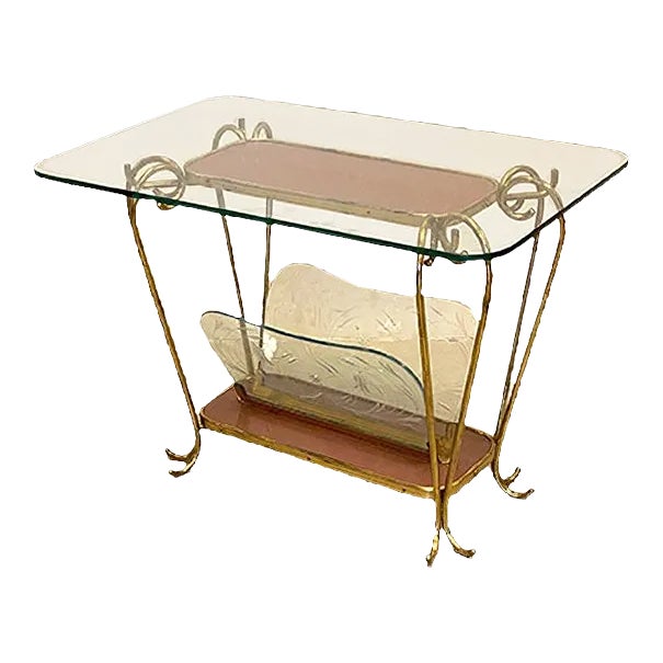 Side Table with Magazine Rack, 1950s For Sale