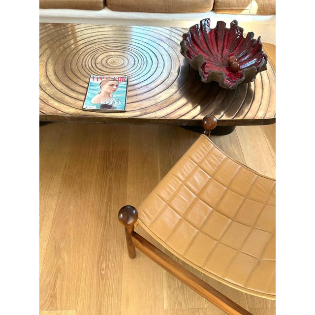 Mid-Century Modern Low Table Texturized Brass Top in the style of Ado Chale, France, 1970 For Sale - Image 3 of 16