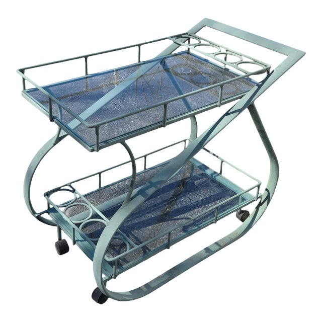 Vintage Aluminum Outdoor Bar Cart For Sale
