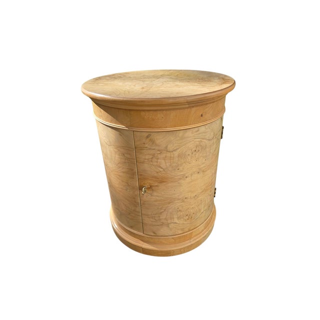 Traditional 1980s Henredon Charles X Collection Burlwood Drum Side Table Nightstand Cabinet For Sale - Image 3 of 18