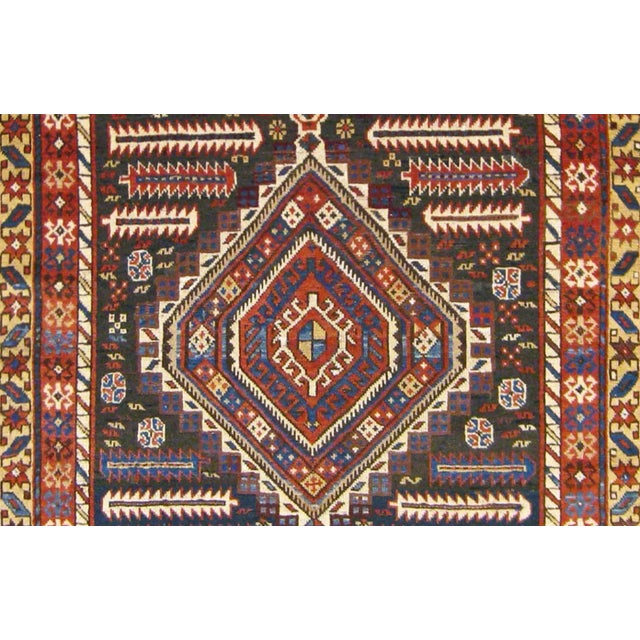 Antique Caucasian Shirvan Oriental Rug in Small Size with Central Medallion For Sale - Image 4 of 5