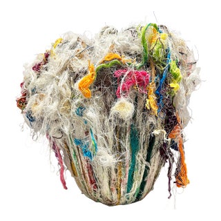 Leon Dickey Signed 2017 Mixed Media Fiber Sculptural Vessel / Planter For Sale