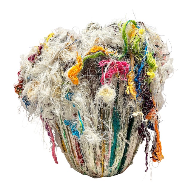Leon Dickey Signed 2017 Mixed Media Fiber Sculptural Vessel / Planter For Sale