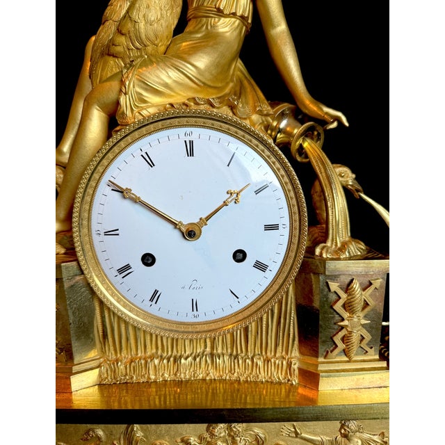 1800 French Artisan Empire Gold Bronze Mantel Clock For Sale - Image 15 of 18