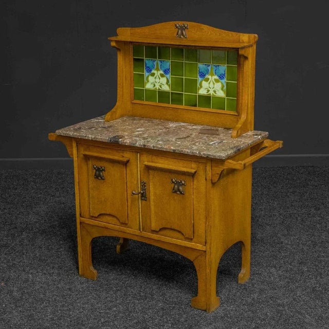 Arts and Crafts Oak Washstand For Sale - Image 9 of 15
