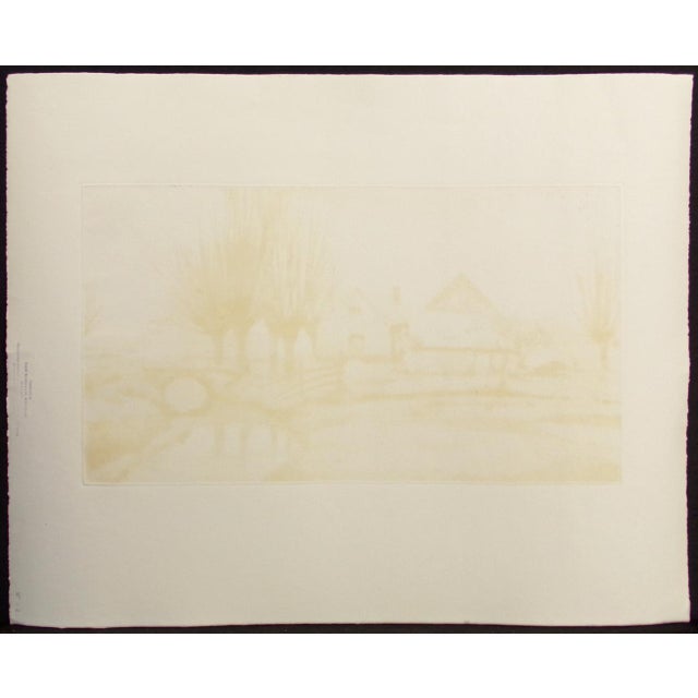 Roger Hebbelinck "Le Pontet" Hand Signed Color Aquatint Etching Unframed For Sale In Denver - Image 6 of 8