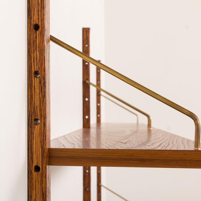 Brown Mid-Century Modern Teak Shelves on Hemp Rails, 1960s For Sale - Image 8 of 10