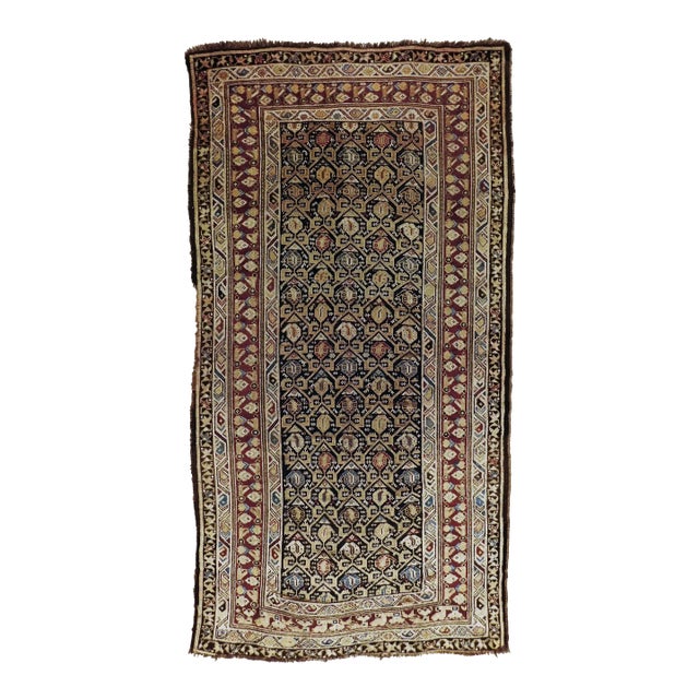 Early 20th Century Antique Hand Made Wool Caucasian Rug For Sale