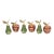 Vintage Enamel and Brass Pear and Apple Sculpture Objects, Green and Red Set of 6 For Sale