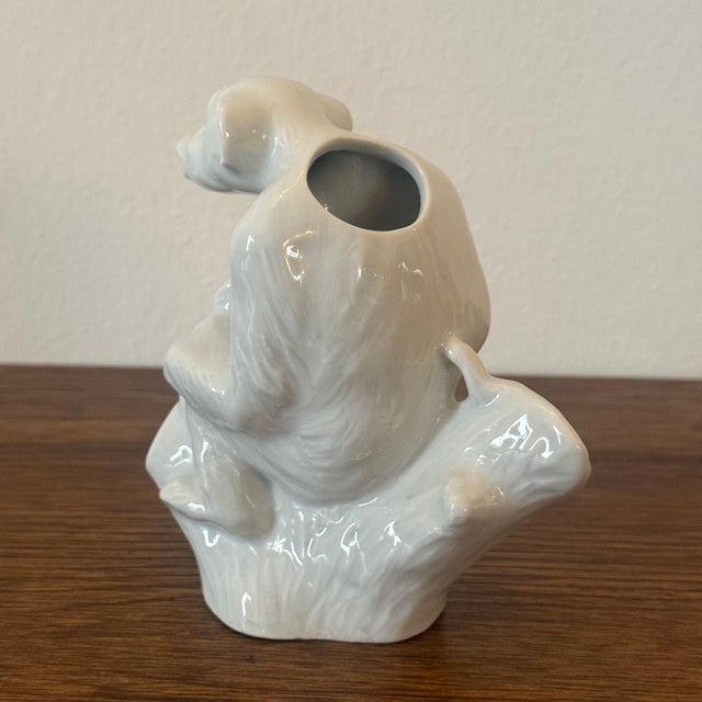 French Art Deco White Ceramic Monkey Creamer - Figural Primate Pitcher For Sale - Image 4 of 6
