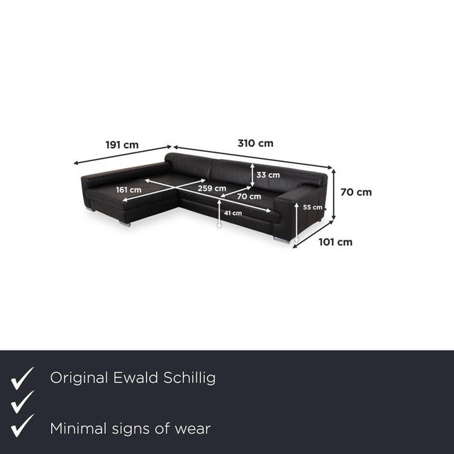 with the Ewald Schillig Loft, you get a corner sofa with clean, straight lines. The all-black leather upholstery sits on a...