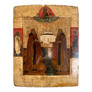 19th C. Icon Depicting St. Zossima & St. Savaati of Solovetsk