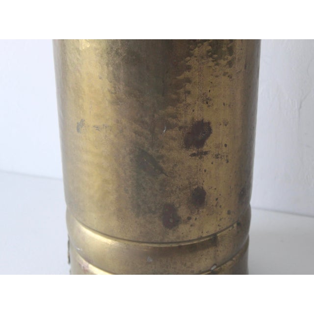 Brass English Style Hammered Brass Umbrella Ornate Stand Handles Vintage Mid Century For Sale - Image 8 of 16