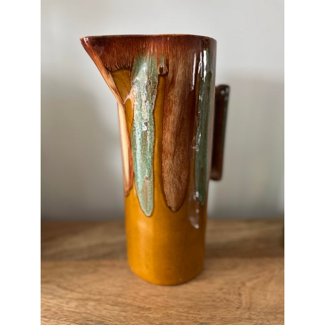1960s 1960s Dryden Pottery Drip Glaze Pitcher/Vase, Signed For Sale - Image 5 of 10