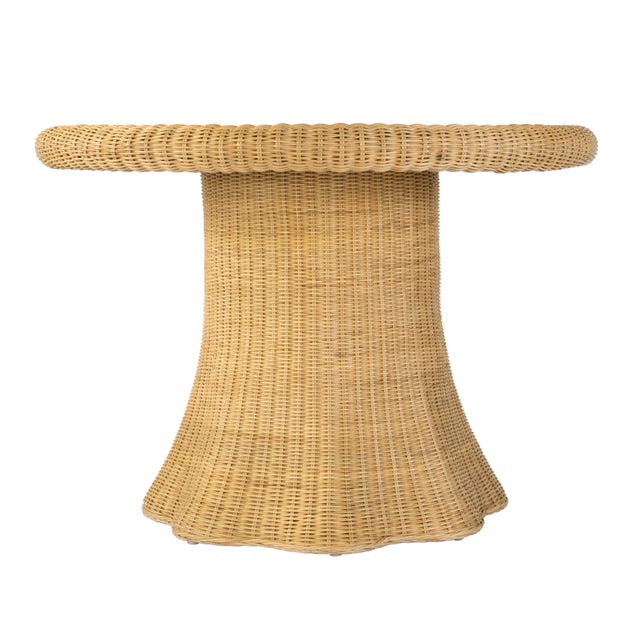 Spritely Home Accent Furniture Flora 42 in. W Round Rattan Dining Table with Glass Top, Natural Rattan For Sale - Image 4 of 6
