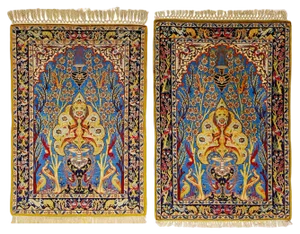Isfahan Tree of Life Rug, 1900s, Set of 2