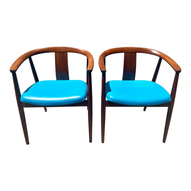Mid Century Danish Modern Teak Armchairs/ Captains Chairs by Tove & Edward Kindt-Larsen for Soro Stole- a Pair For Sale