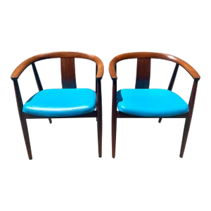 Mid Century Danish Modern Teak Armchairs/ Captains Chairs by Tove & Edward Kindt-Larsen for Soro Stole- a Pair